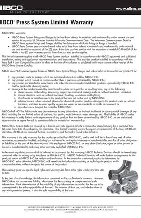 NIBCO Press System Warranty