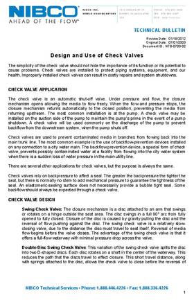 NIBCO Check Valve Design Use Technical Bulletin