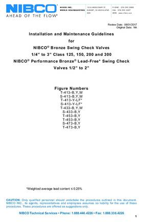 NIBCO Check Valve Bronze Swing Operation Manual