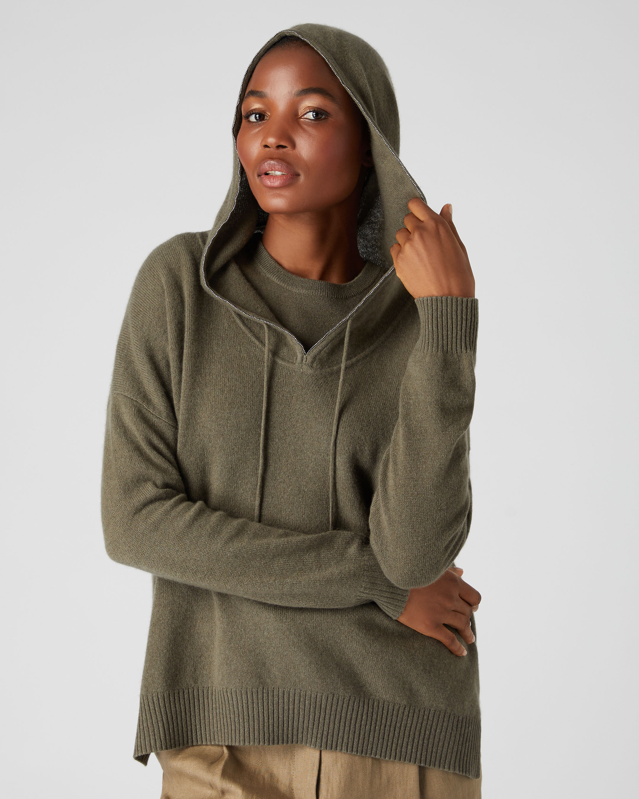 Green sales cashmere hoodie