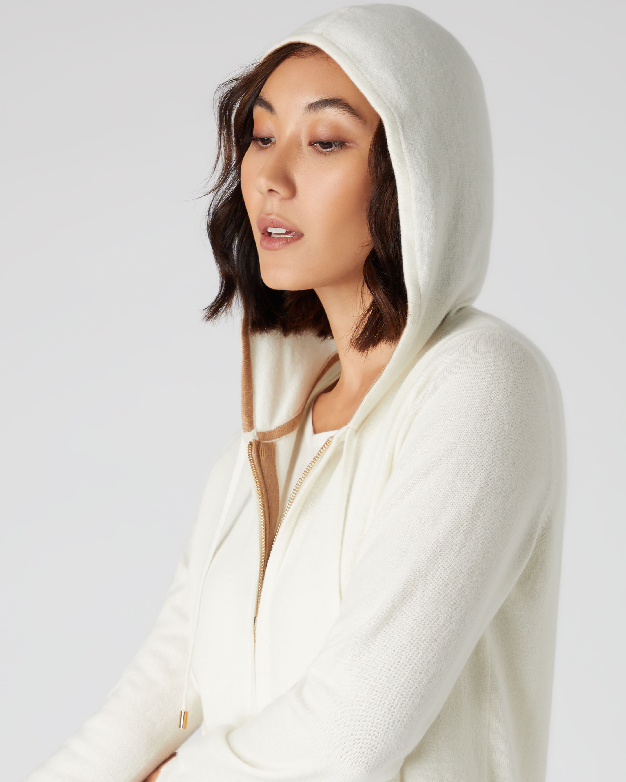 Women's Cashmere Hoodie New Ivory White | N.Peal