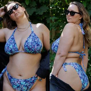 Curvy Kate Mykonos String Multiway Bikini Top Blue Print as worn by @laceandhaze_2