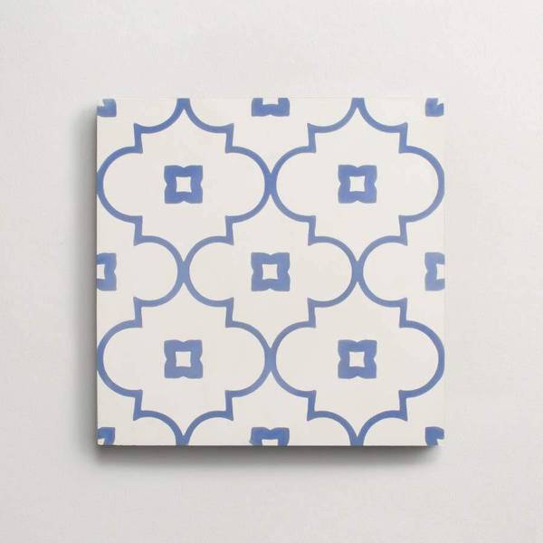 cement: moroccan 2 petite arabesque | grande | matte | white + nautical blue | sample 