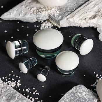 Cute Clear & White Single Flare Glass Plug / Gauge