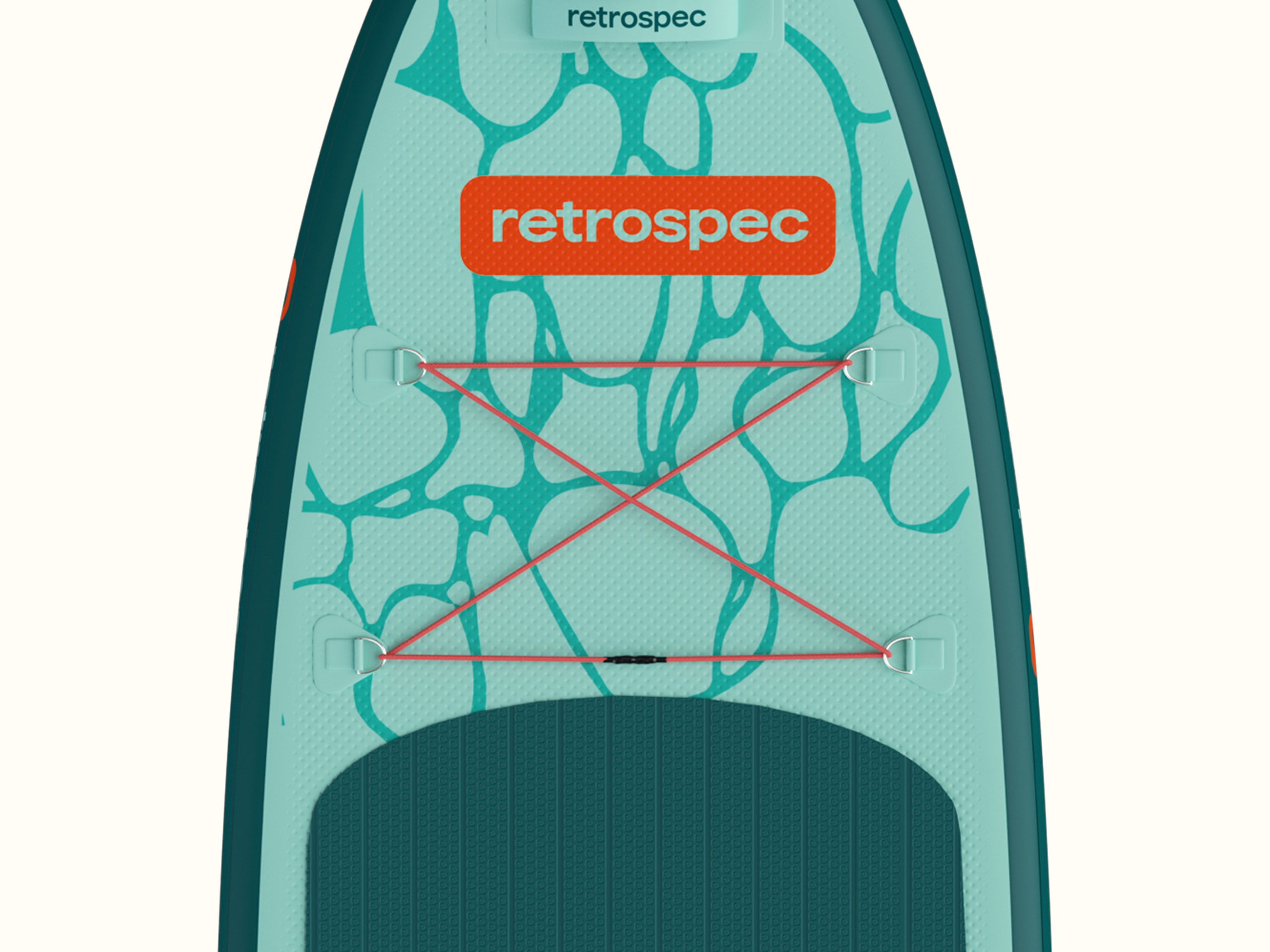 Top view of the teal and aqua Weekender Nano Kids' Inflatable Paddleboard featuring a wavy design and 