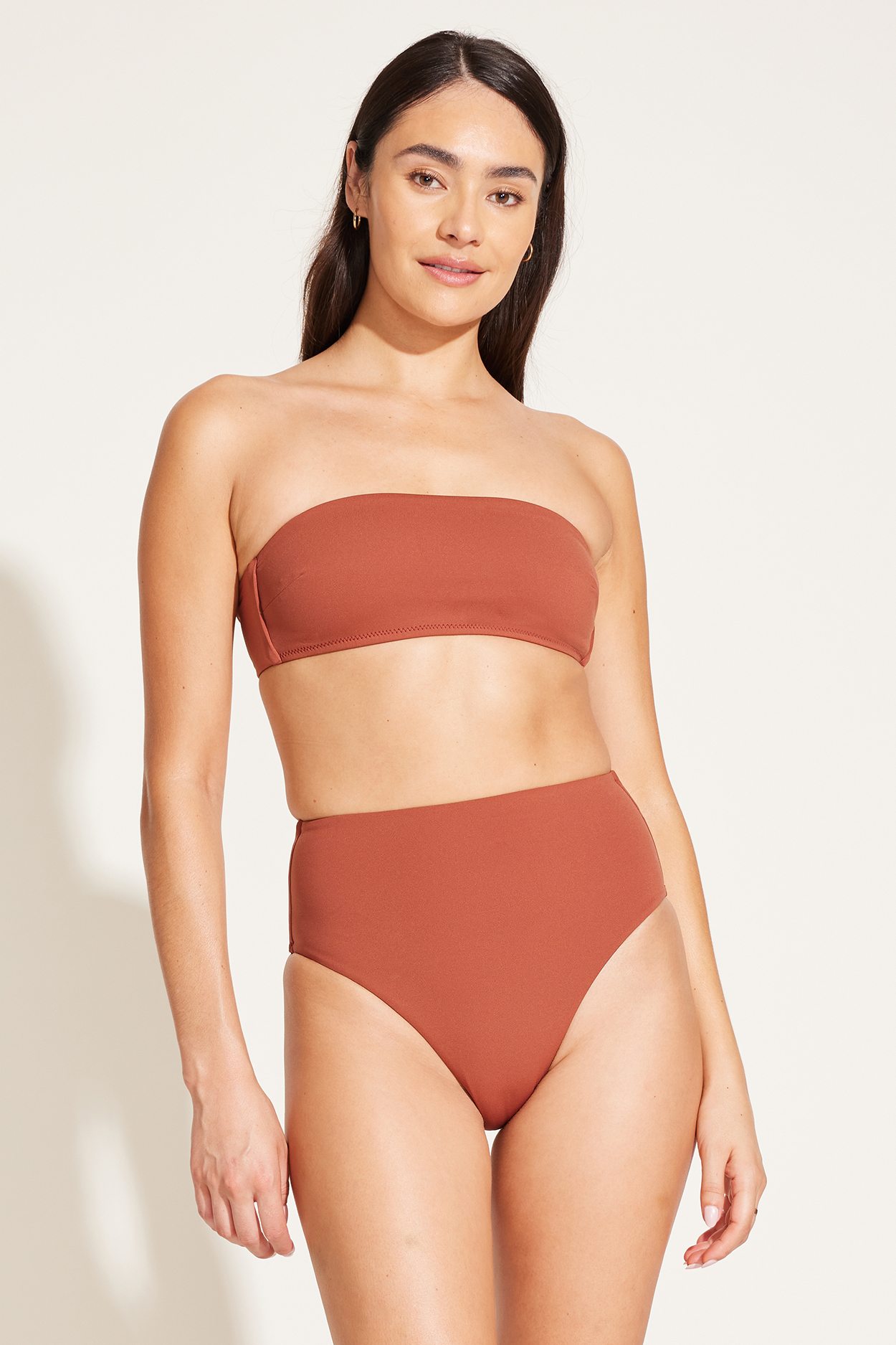 Model posing in Barcelona High Waist Bottom - Copper BioSculpt - view 2