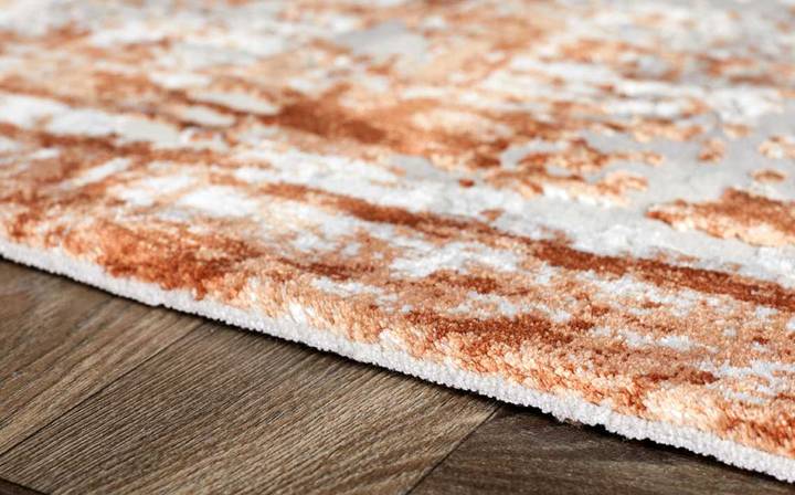 Distressed Border Large Easy Living Textured Rug Rust – Danetti