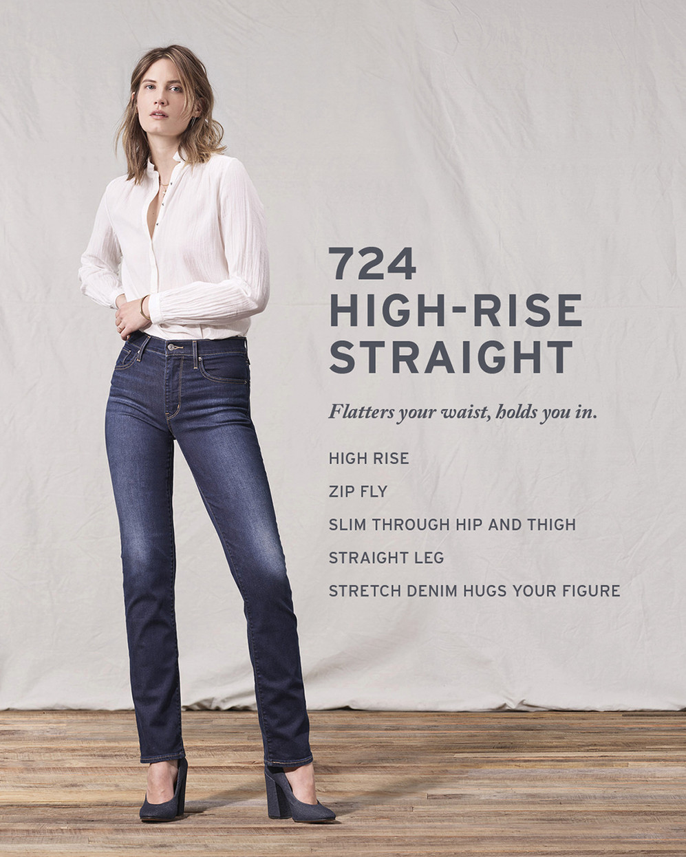 Levi's® Womens 724 High Rise Straight Leg Jeans - Blue Wave Rinse ...