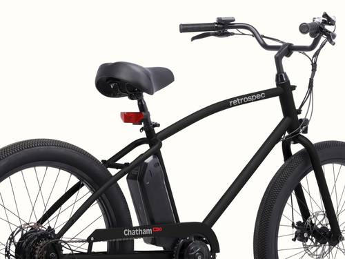 Close-up of the Chatham Rev 3 Beach Cruiser Electric Bike's frame.
