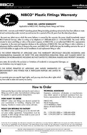 NIBCO Plastic Fittings Warranty
