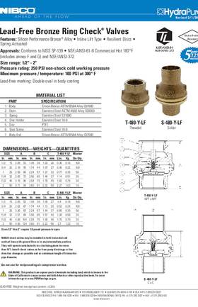 NIBCO T-480-Y-LF & S-480-Y-LF Lead-Free Bronze Ring Check Valves Submittal