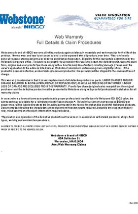 Webstone Warranty