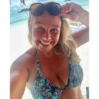 Curvy Kate Mykonos String Multiway Bikini Top Blue Print as worn by @curvycaroline