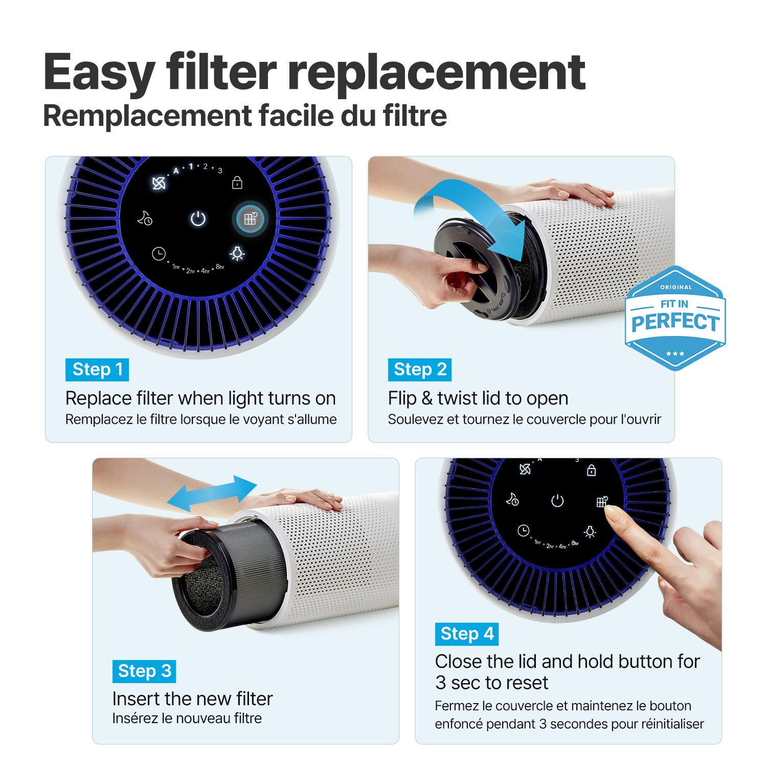Airmega 50's filter is easy to replace