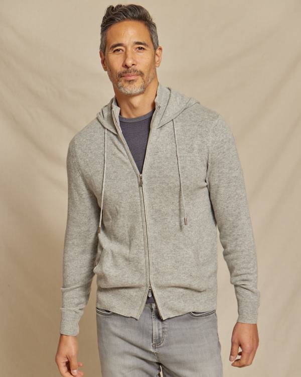 The Aspen - Cashmere Full Zip Hoodie - Grey Heather – Rye 51