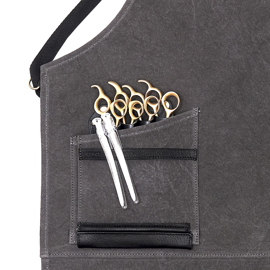 パラフィンバイオウォッシュ帆布 シザーエプロン チャコールグレー パラフィンバイオウォッシュ帆布 シザーエプロン チャコールグレー