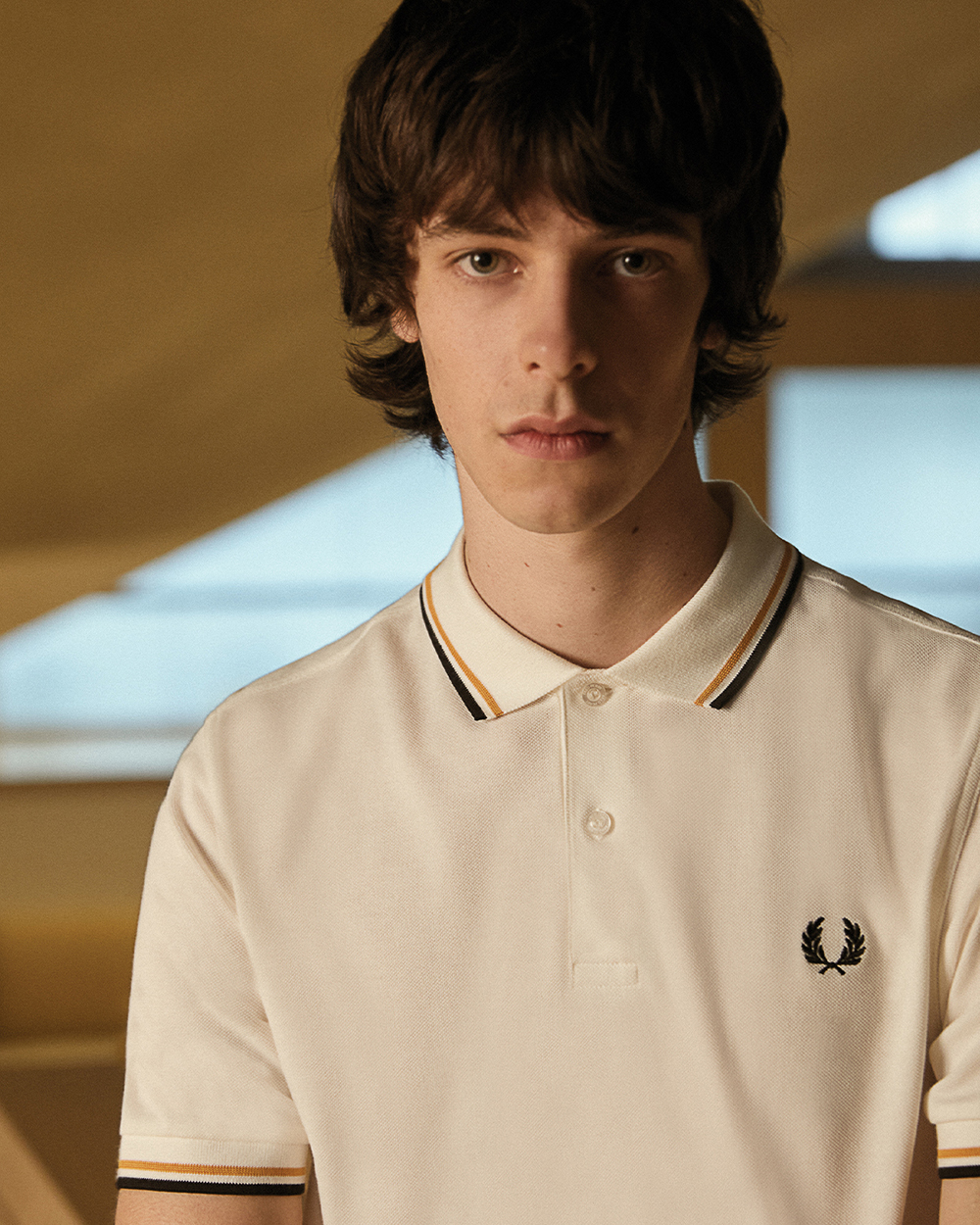 Fred Perry Twin Tipped Polo Shirt - Black / Cyber Blue / Light Rust
