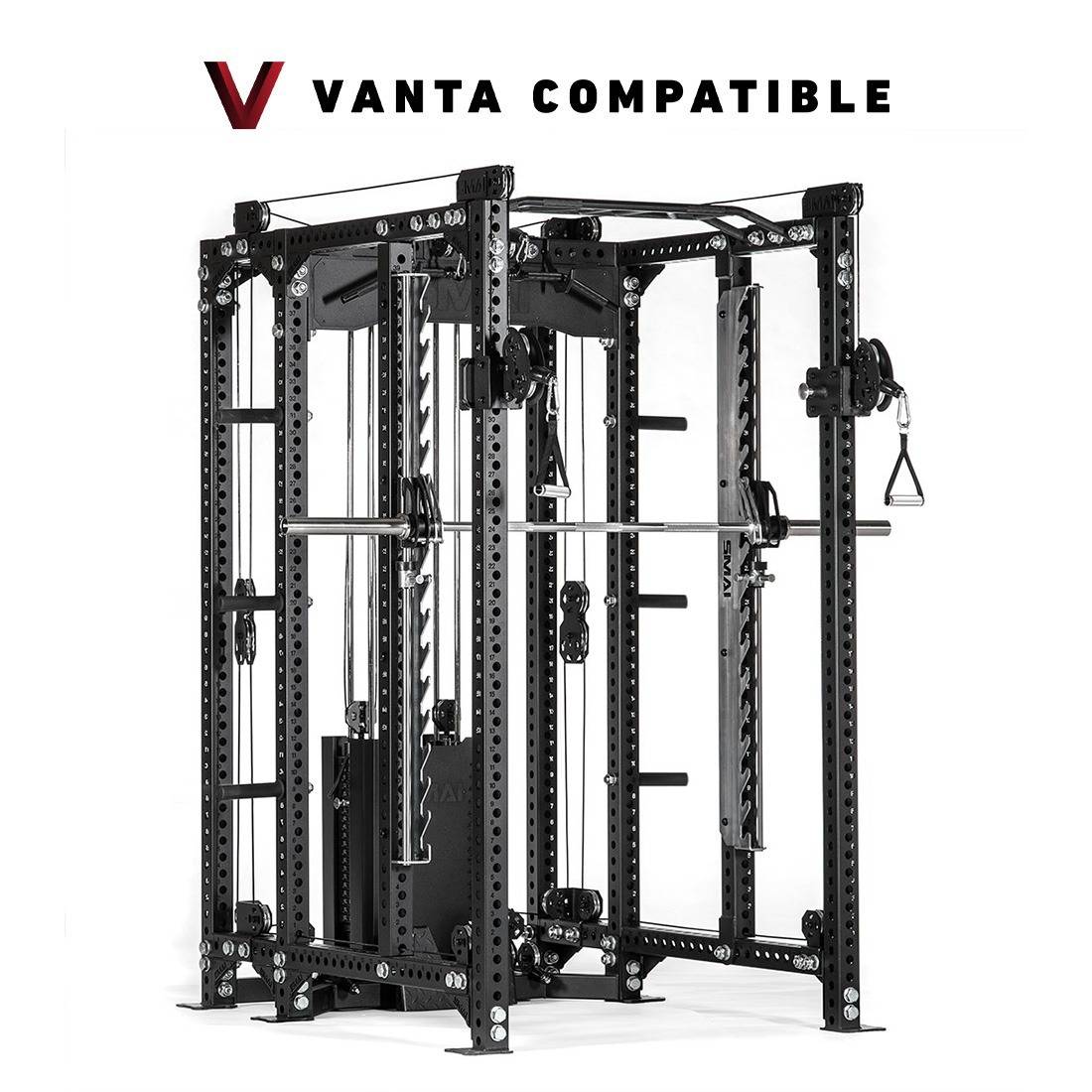 All in 1 Trainer - Power Rack with Dual Cable Stack & Smith Machine with 20cm Storage Pegs - Vanta Series