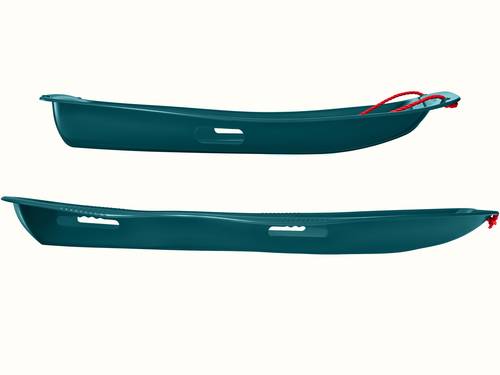 Retrorider Toboggan Snow Sled 35” and 48" in Snowy Spruce with a red rope on a white background.