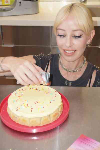 Double Vanilla Sprinkle Cake KitEditorial Image  of person making cake