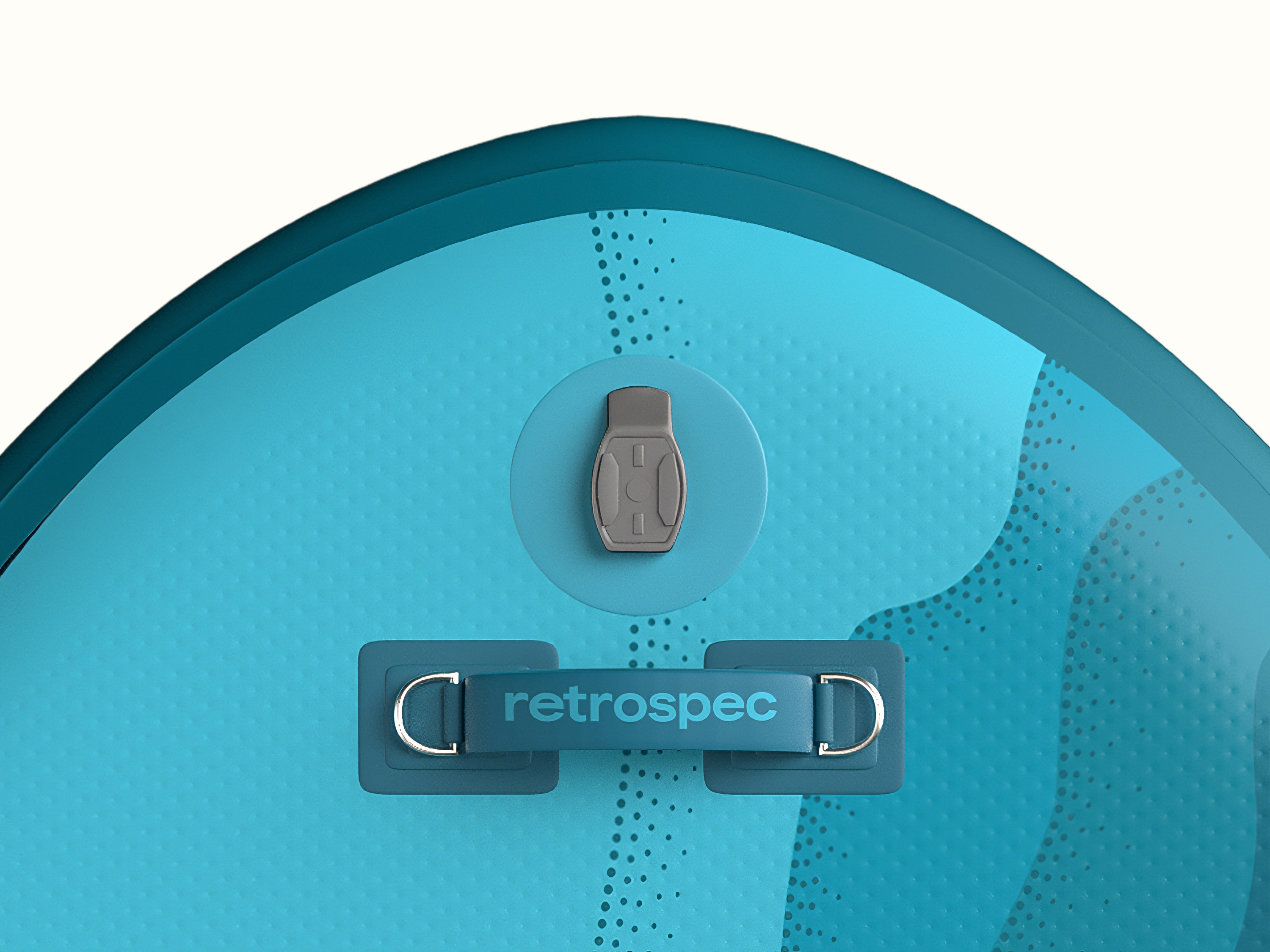 Close-up of the nose carry handle and front accessory mount on the retrospec Weekender Crew XL Inflatable Paddle Board.