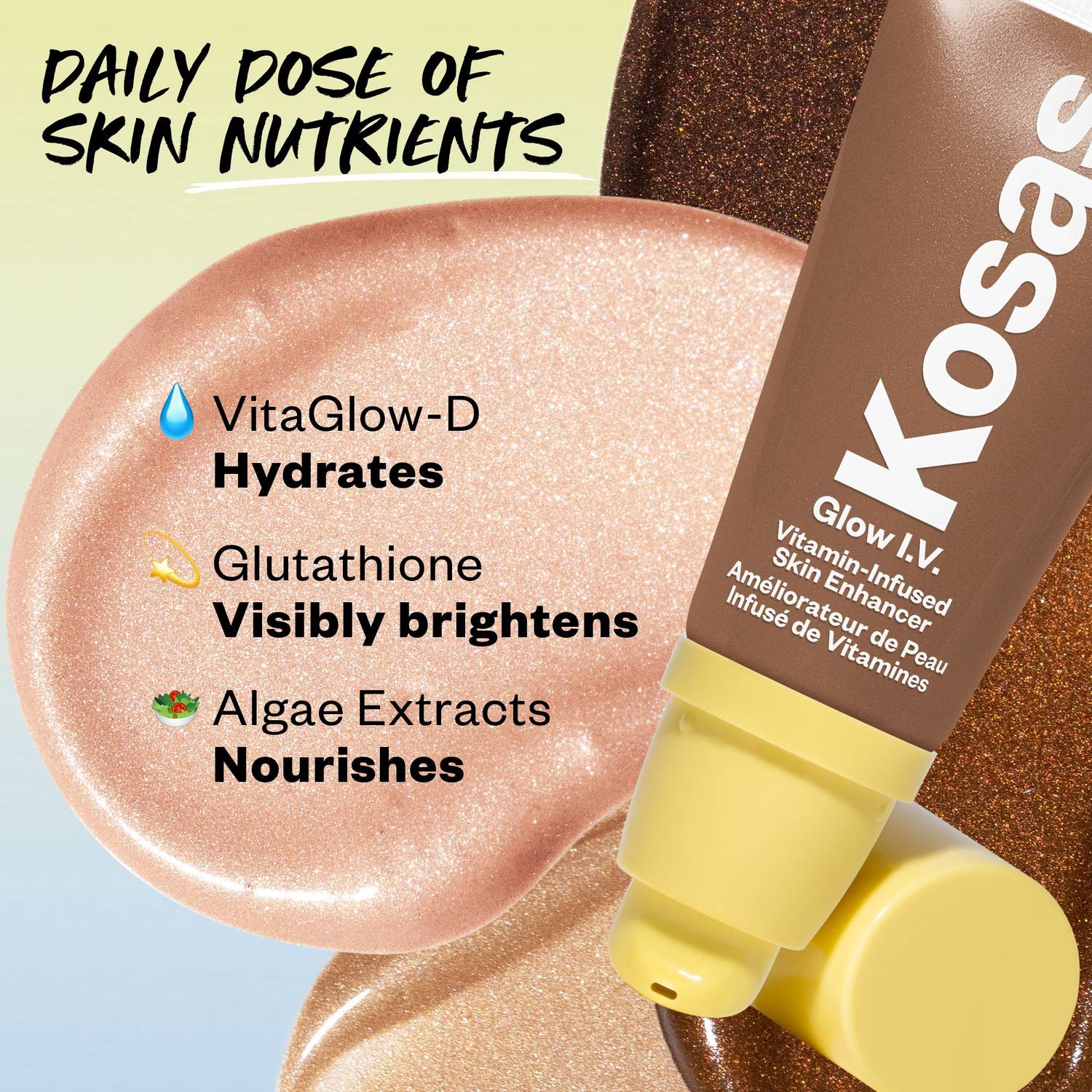 Daily dose of skin nutrients. Hydrating, Visibly Brightens, and Nourishes 