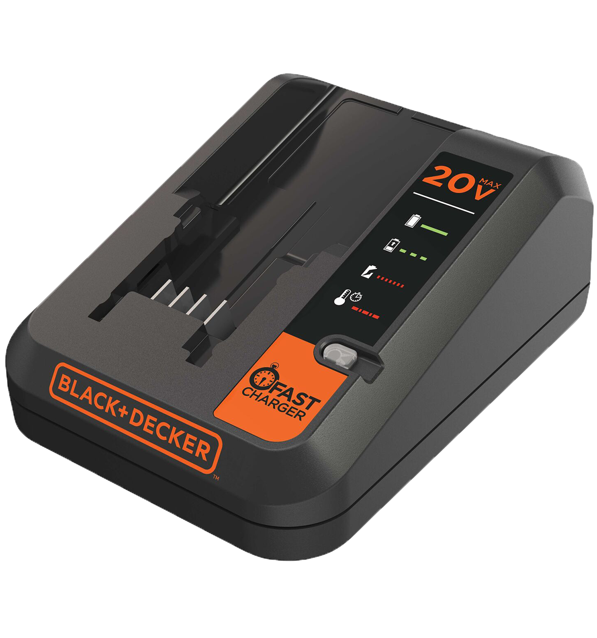 Right profile of black and decker lithium fast charger.