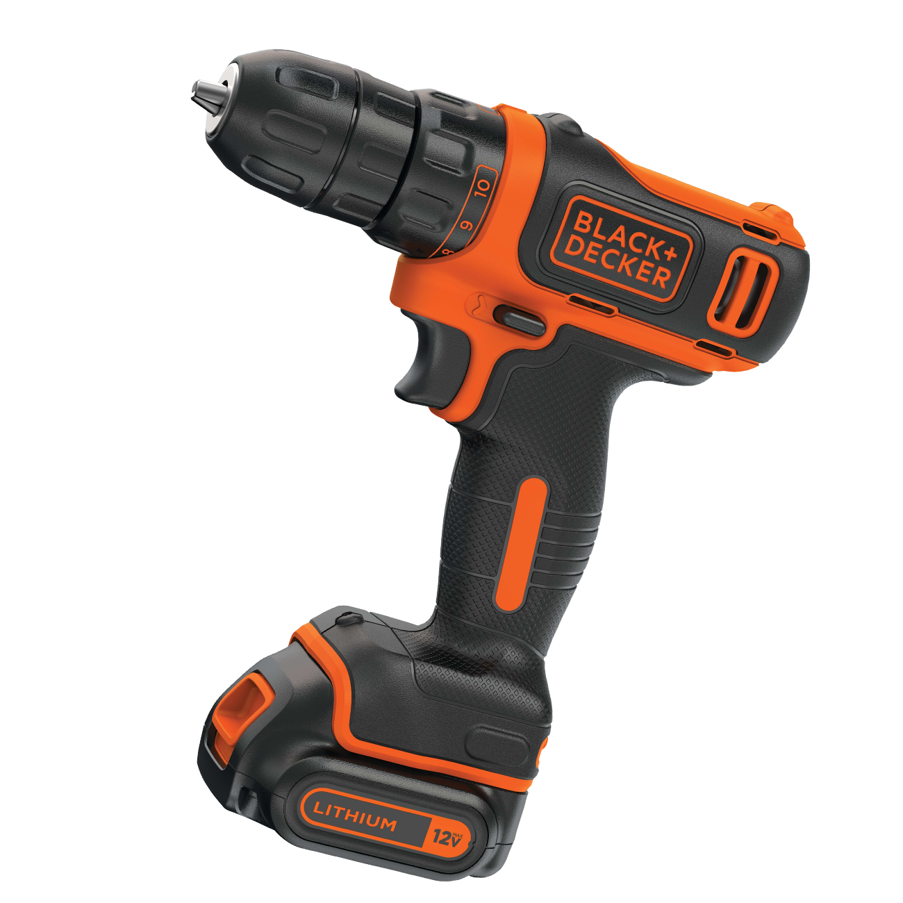 Profile of 12 volt MAX Lithium Ion Drill Driver and 59 Piece Project Kit.