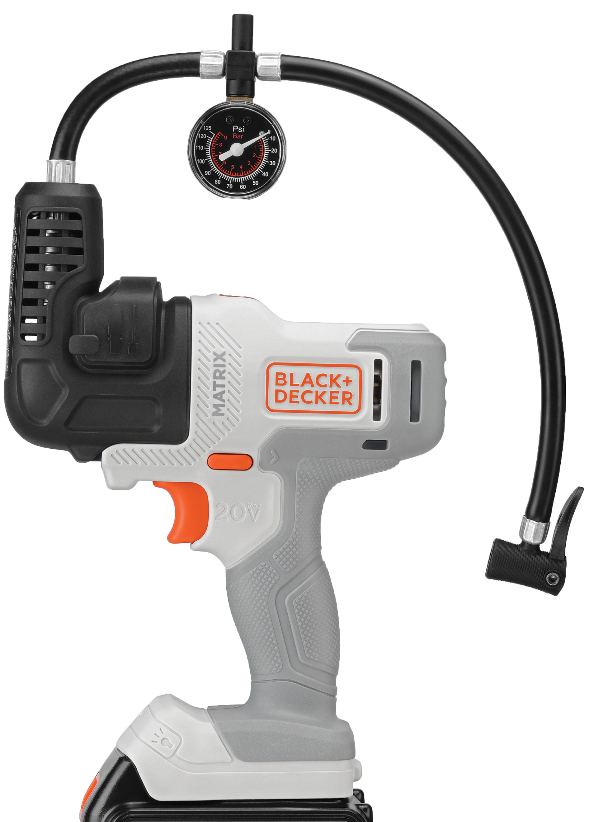 Inflator feature of matrix high pressure inflator attachment.