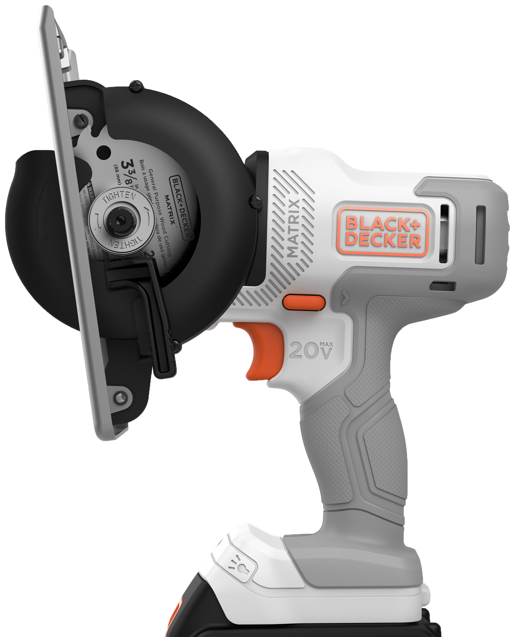 CAPACITY AT 90 degree CUT feature of MATRIX Trim Saw Attachment.