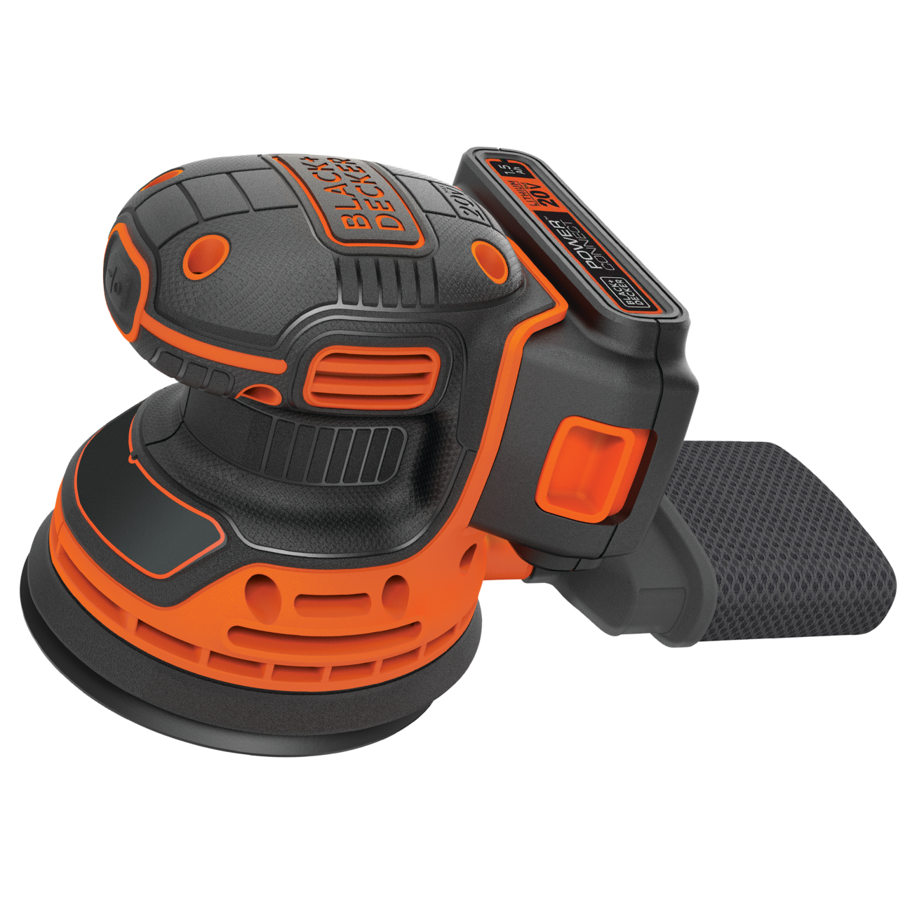 Profile of cordless random orbital sander.