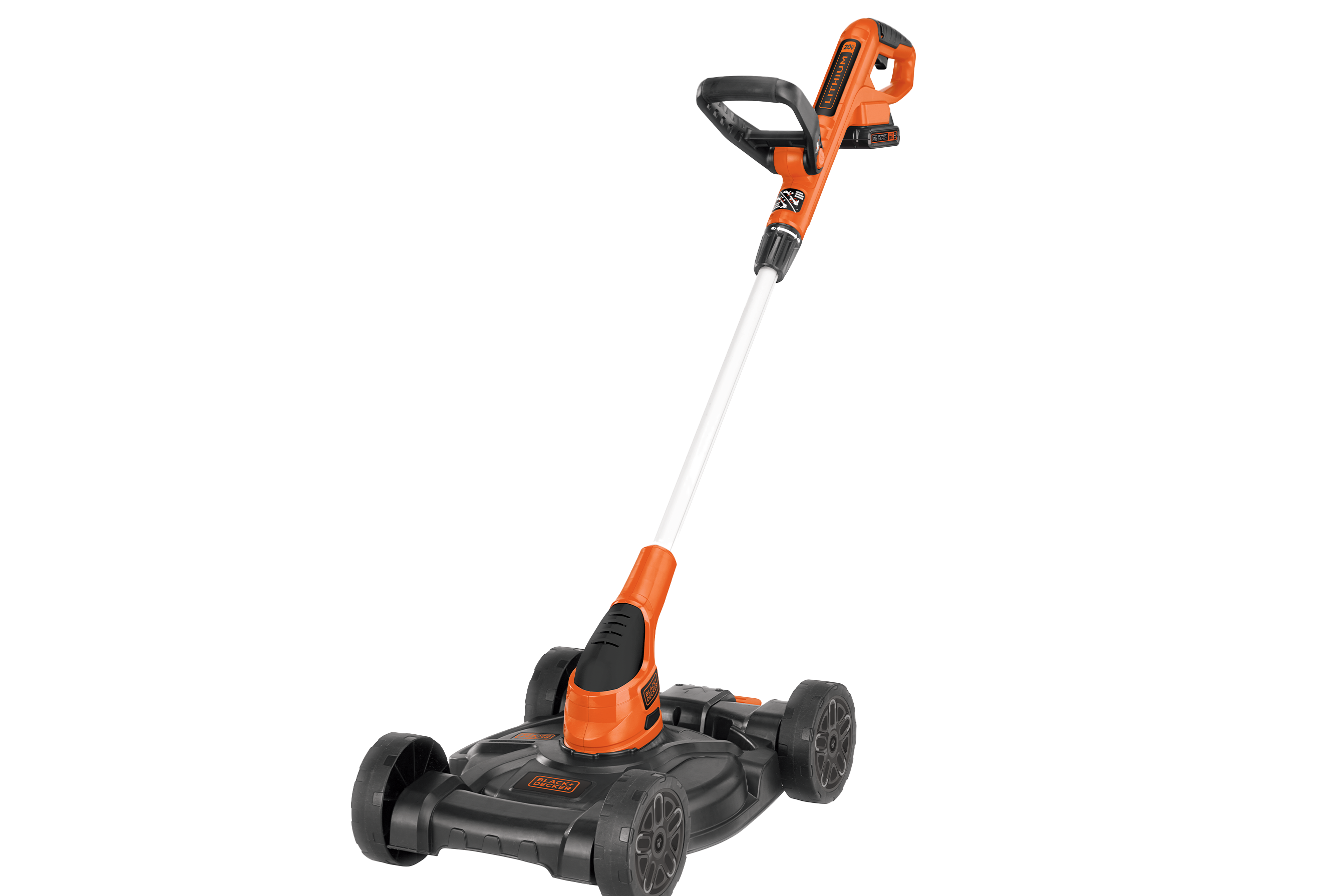 Profile of 20 volt lithium 12 inch 3 in 1 compact mower.