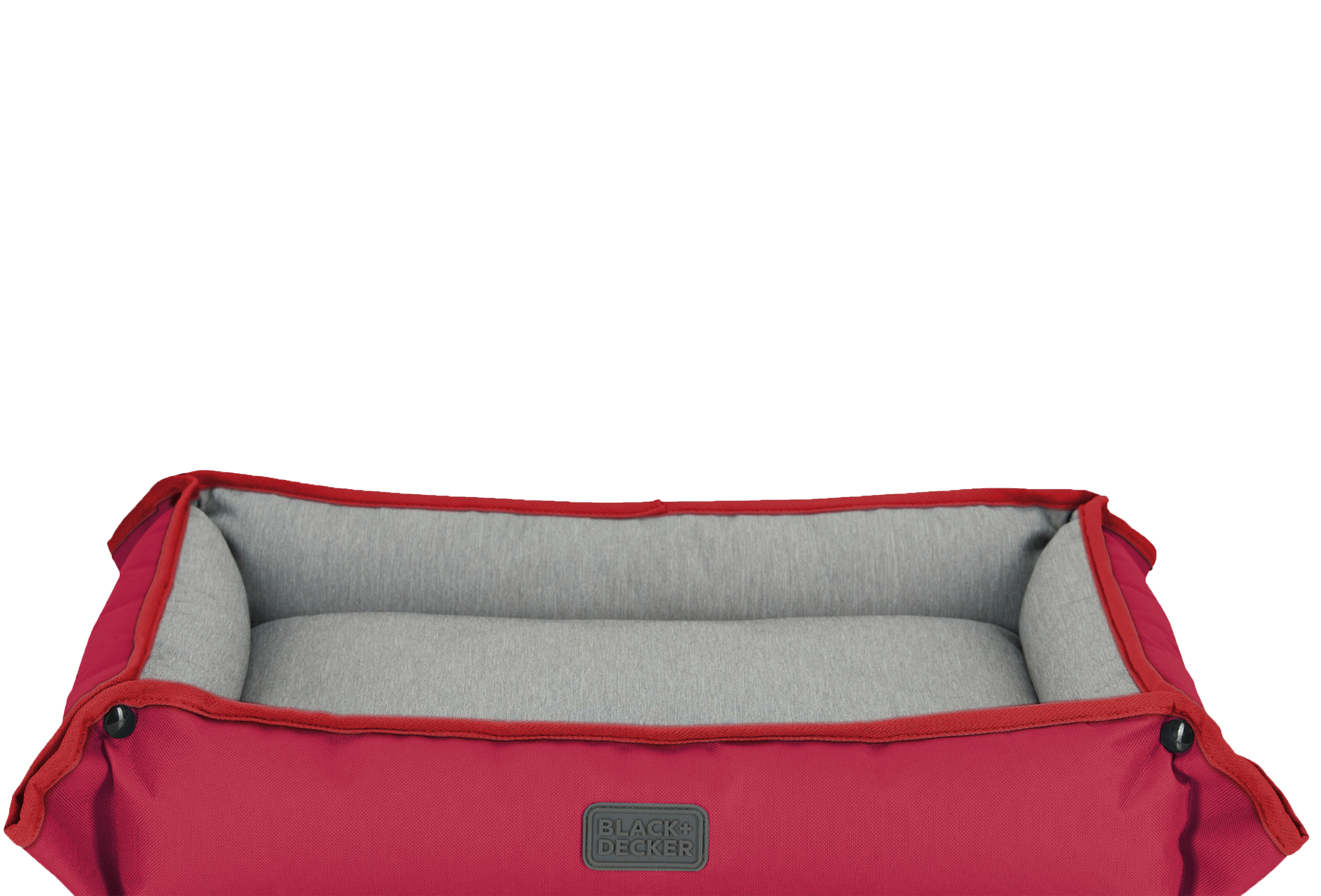 Front view of Red Black and Decker Small Dog Four Way Snap Pet Bed