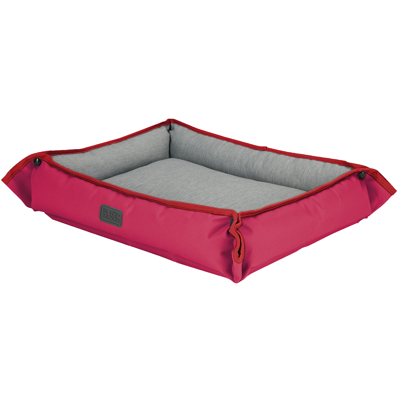 Side view of Red Black and Decker Small Dog Four Way Snap Pet Bed