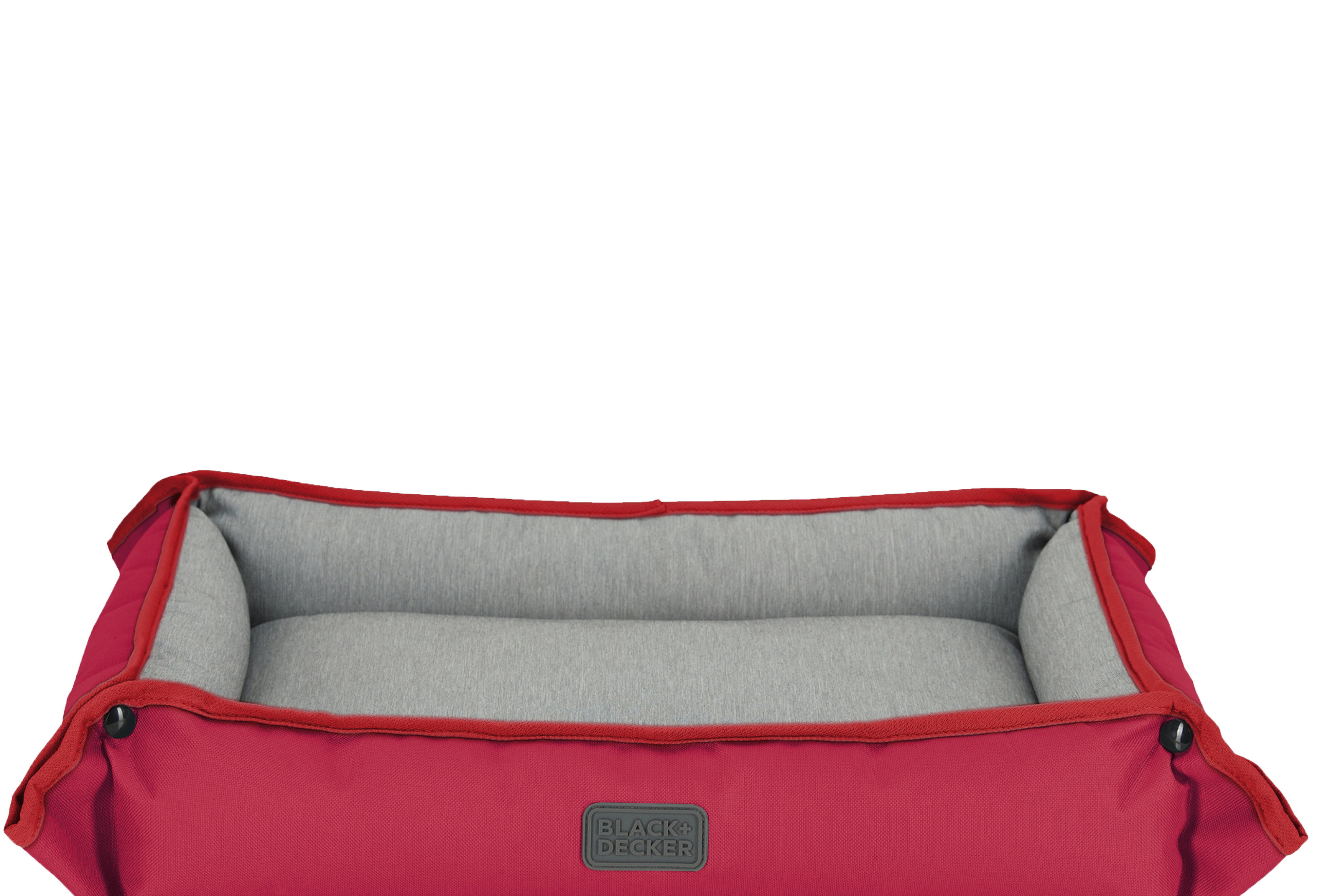Front view of Red Black and Decker Small Dog Four Way Snap Pet Bed