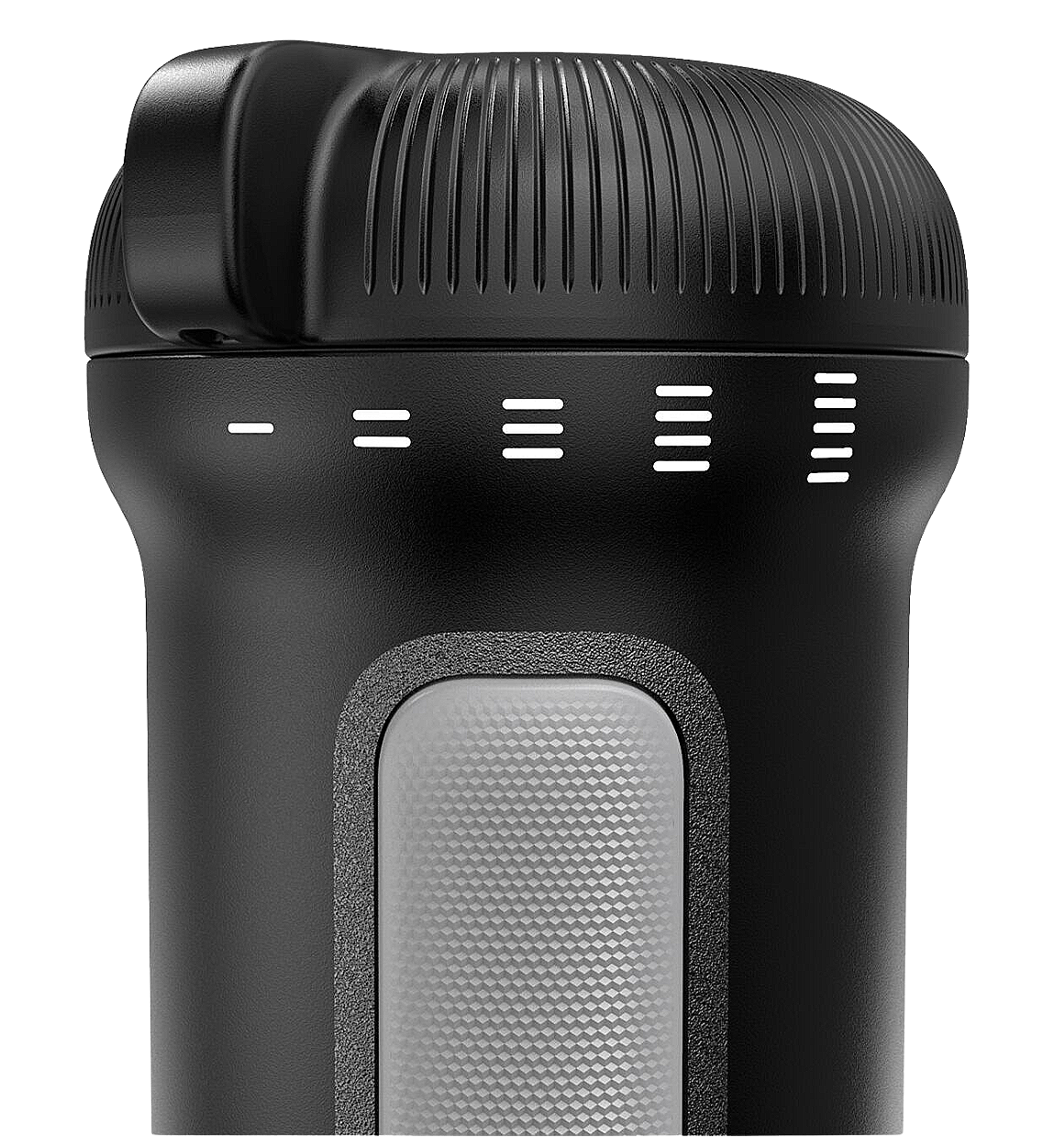 Profile back view of the black BLACK+DECKER kitchen wand power unit, showing the 5 speed settings