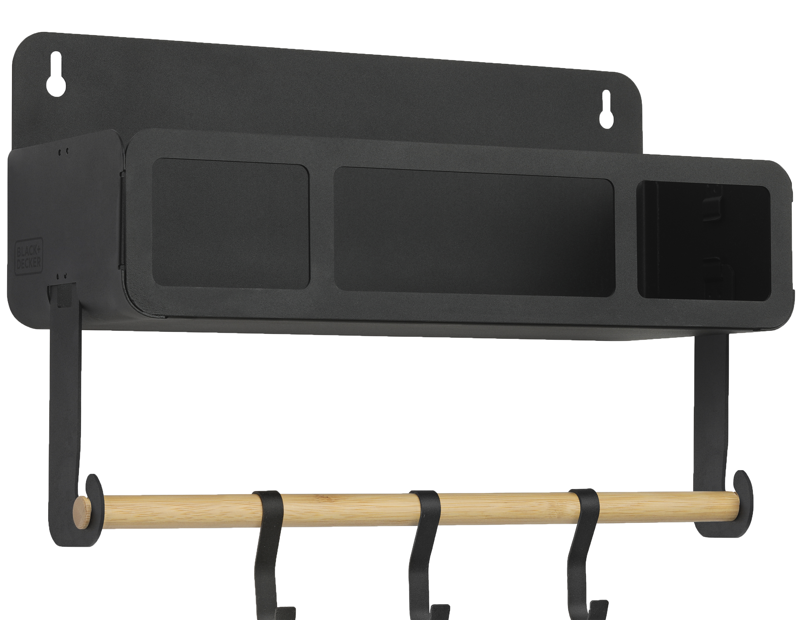 Front facing view of the BLACK+DECKER Cabinet Shelf in black