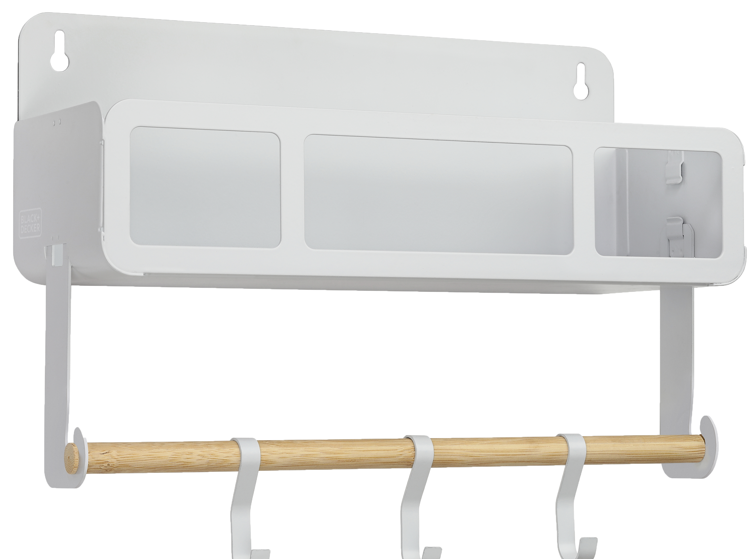 Front facing view of the BLACK+DECKER Cabinet Shelf in white