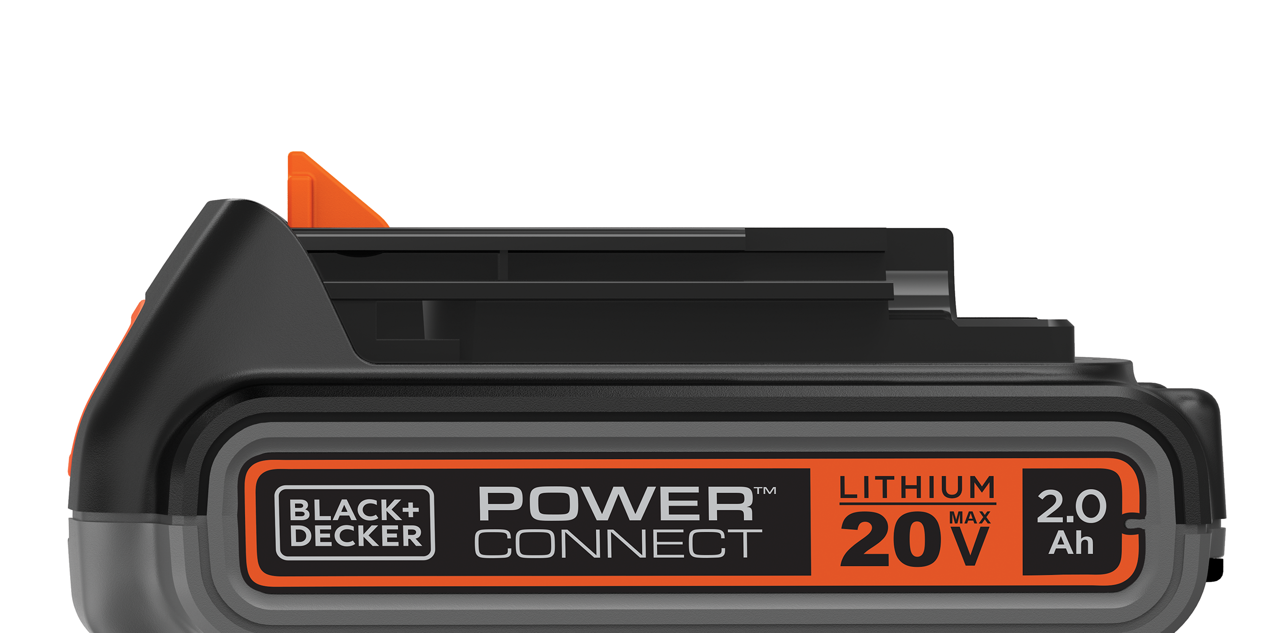 Profile of black and decker 20 volt 1.3 amp hour lithium battery pack.