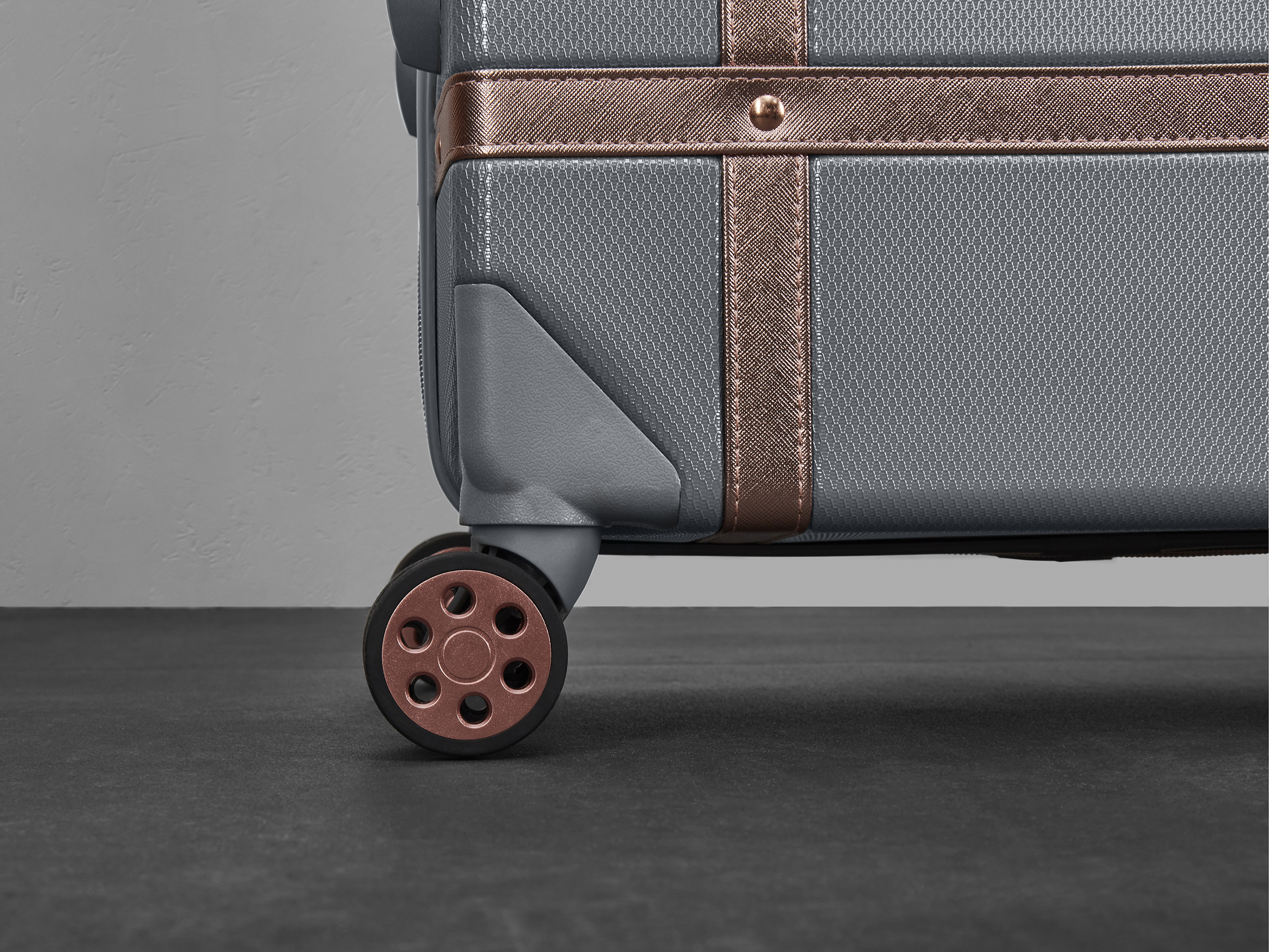 Vintage Set of 3 Suitcases | Grey + Rose Gold | Rock Luggage