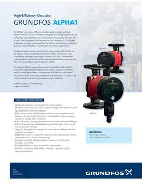 ALPHA1, High-Efficiency Circulator (Product brochure)