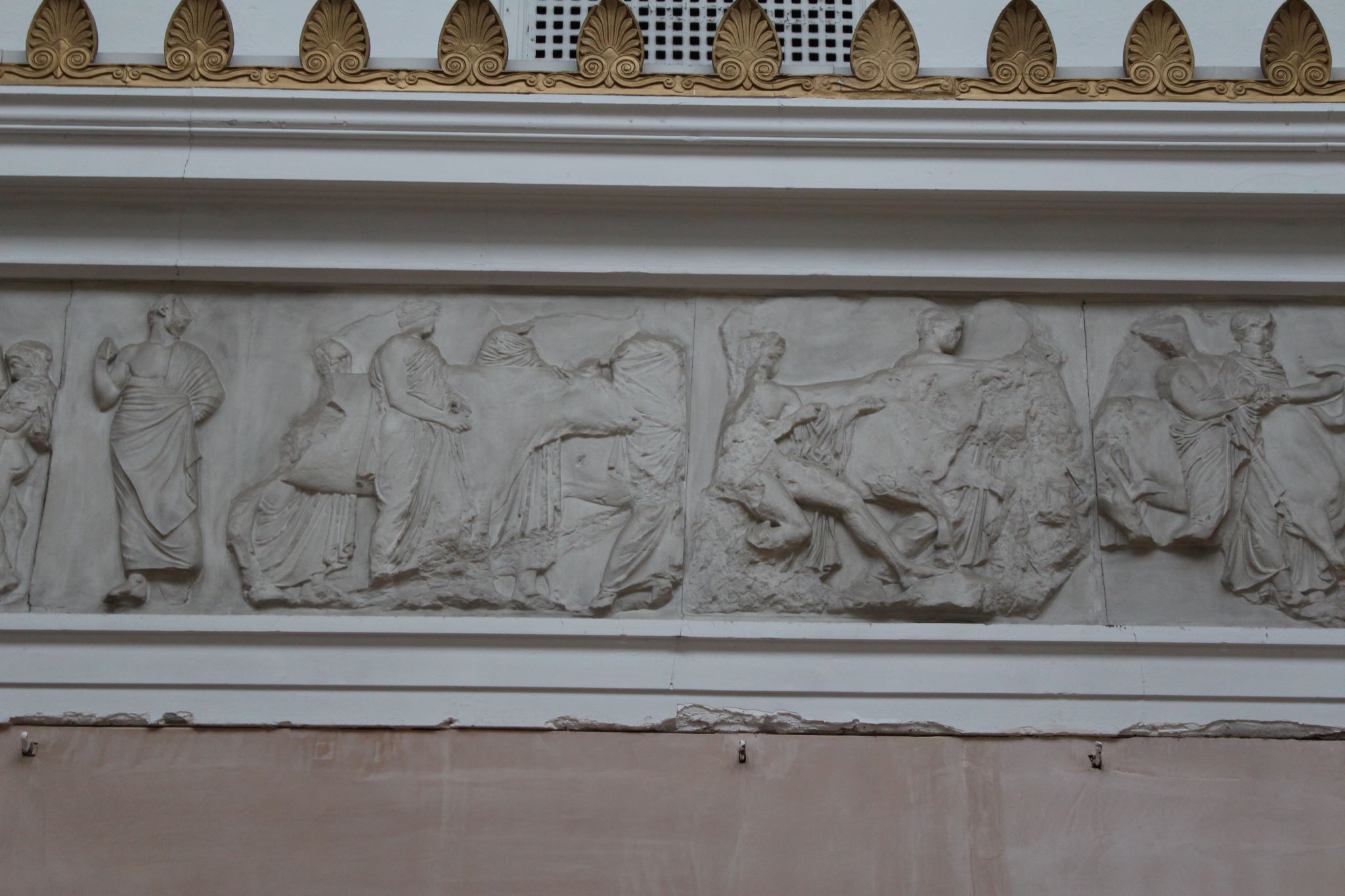 A close up shot of decorative interior wall features inside the RWA gallery 