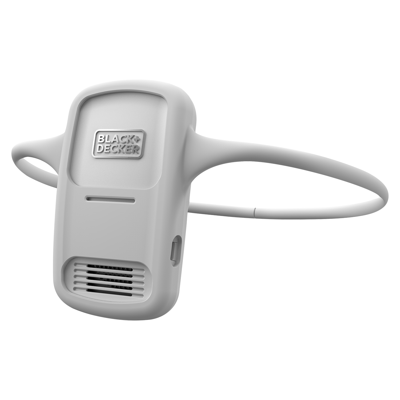 3/4 view of comfortpak™ corldess wearable cooling + heating device in a cloud white lanyard