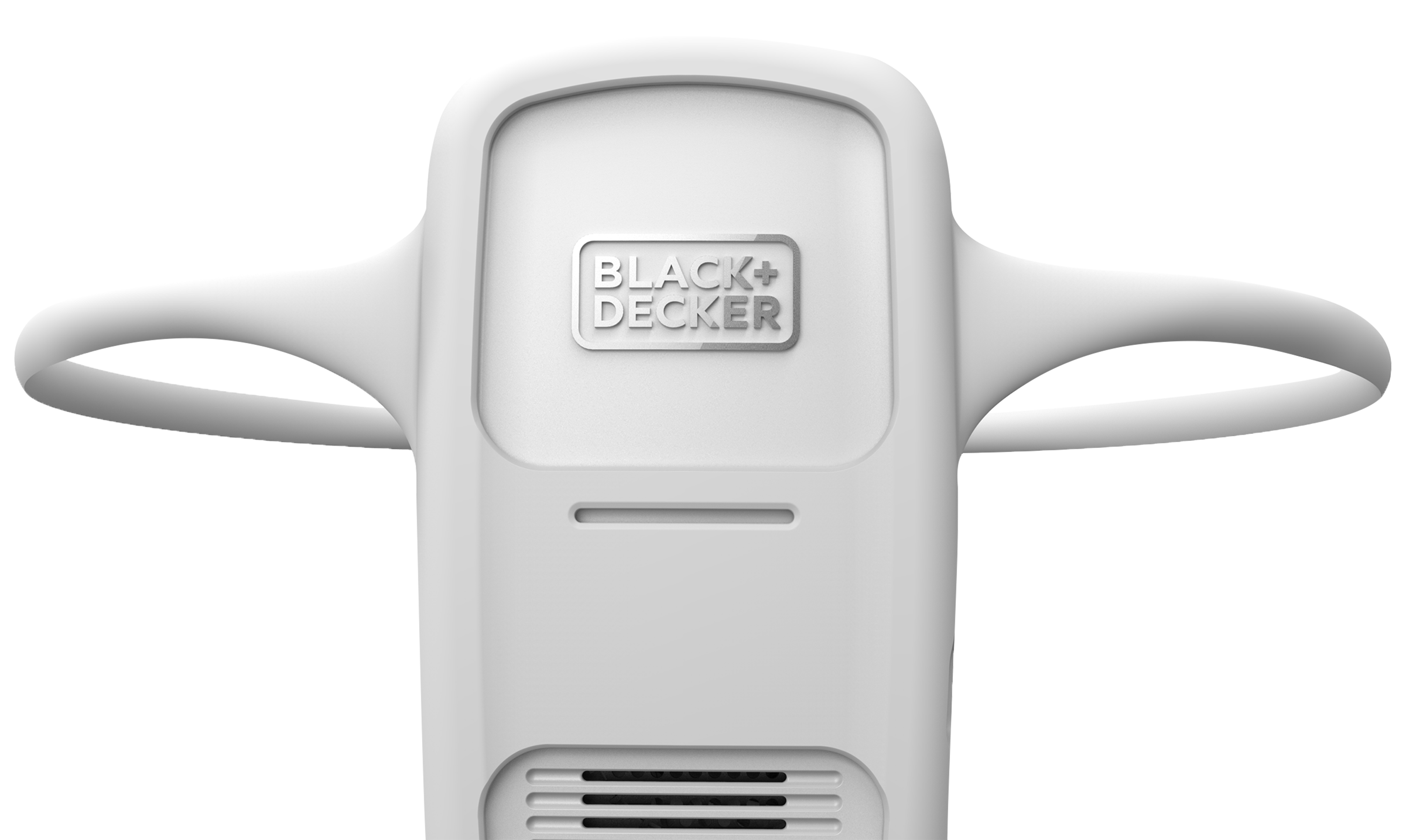 front view of comfortpak™ corldess wearable cooling + heating device in a cloud white lanyard