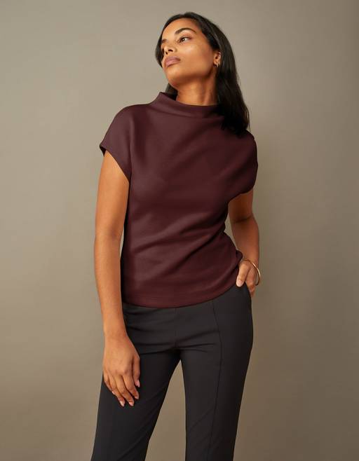 Cap Sleeve Mock Neck Top