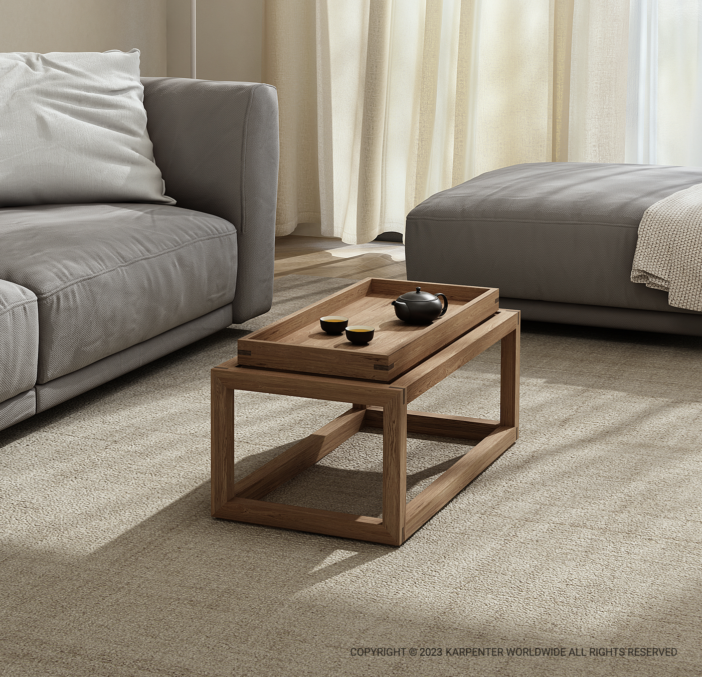 Up and Down Large Coffee Table - European Oak
