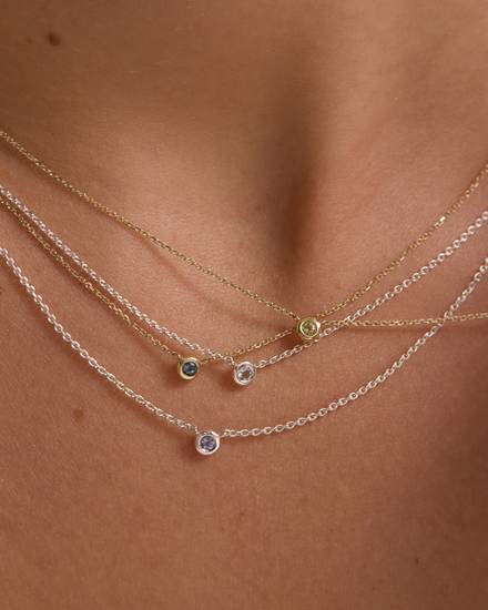 PETITE BIRTHSTONE NECKLACE (9K GOLD)