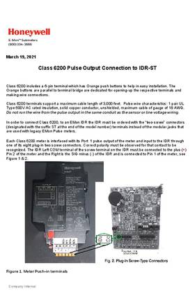 Honeywell o E-Mon Class 6200 Pulse Output Connection Specification Data
