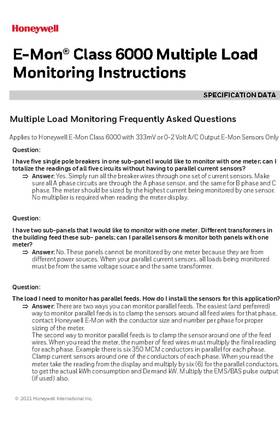 Honeywell o E-Mon Class 6000 Multiple Load Monitoring Specification Data