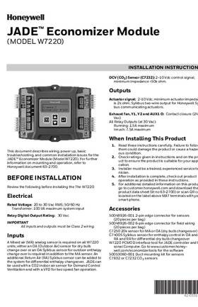 Honeywell 62-0331—15 - JADE™ Economizer Module (Model W7220)